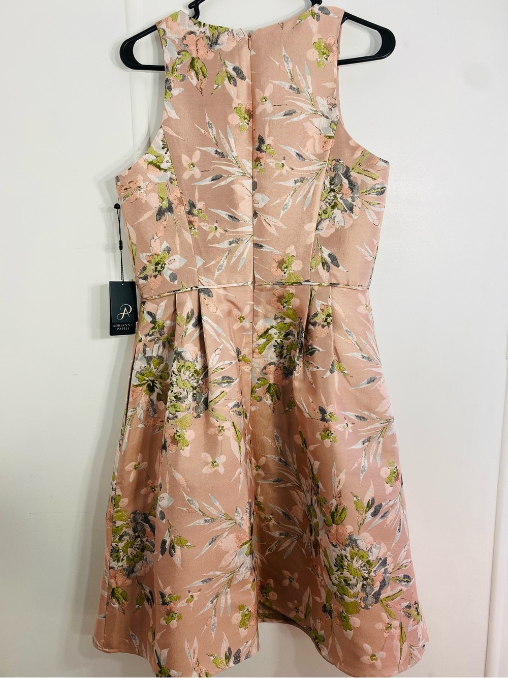 Adrianna Papell Rose-Pink Floral Midi Fit-and-Flare Dress - Picture 6 of 6
